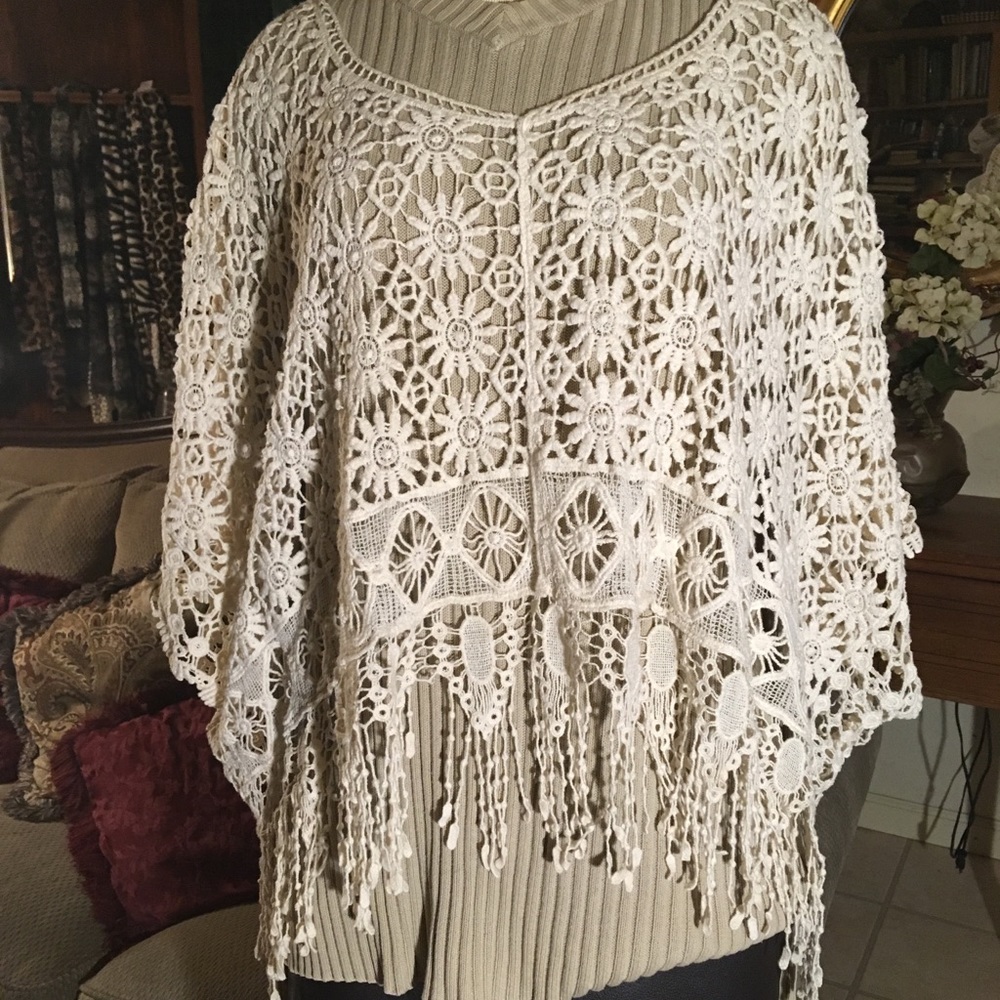 Natural Cotton Poncho Summery Sweet Beautiful